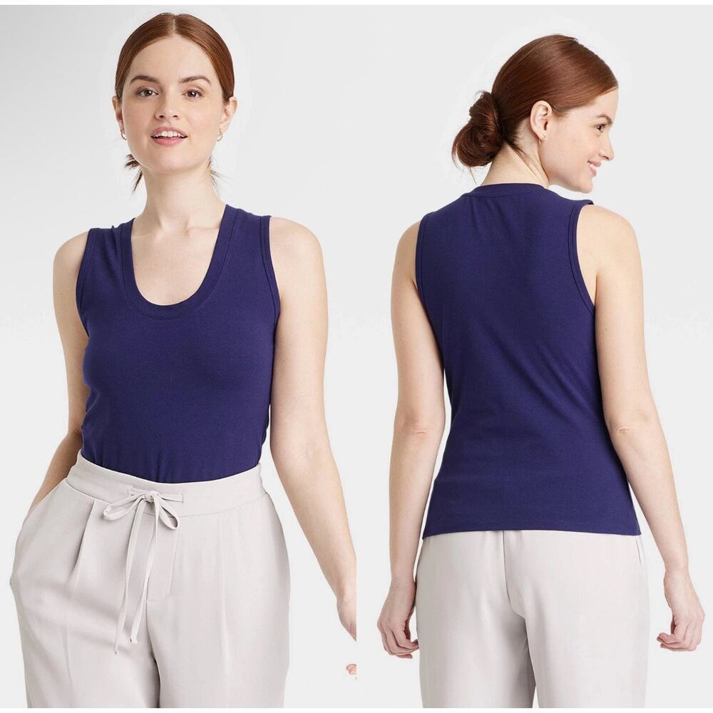 NWT Womens U-Neck Slim Fit Tank Top - A New Day‎ - Navy Blue- Medium